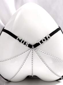 Personalized Letter Lace Panties For Women,  Lace Thong With Custom Gold Letters, Diy Gold Rhinestone Shiny Letters Name - Black - View 2