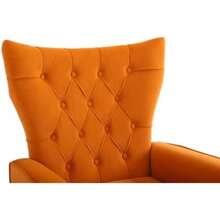 Velvet Accent Chair With Ottoman,Modern Accent Chairs With Armrests And Backrest , Accent Chairs Set Of 2 ,Single Sofa Chair For Living Room, Bedroom, Apartment, Office - Orange - View 7