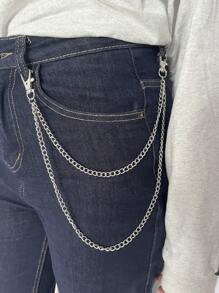 Street 1pc Punk Style Hollow Out Star Decor Pants Chain Women's Multi-Layer Hip-Hop Fashionable Waist Belt Accessory Halloween Summer, School Fall, Autumn, Halloween