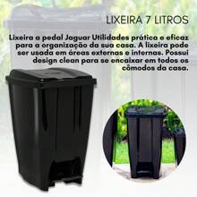 Rubbish Bin With Pedal 7 Liters Black Reinforced Resistant Bathroom Kitchen - 黑色 - 查看 2