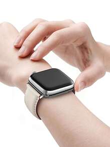 1 pièce Bracelet de montre Apple, bracelet de montre Apple élégant et à la mode abricot pour femmes avec boucle argentée, compatible avec les tailles de montre Apple de 38 mm/40 mm/41 mm/42 mm/44 mm/45 mm/49 mm. Compatible avec les bracelets de montre Apple Ultra 1/2/Se/9/8/7/6/5/4/3/2/1, accessoires de montre Apple