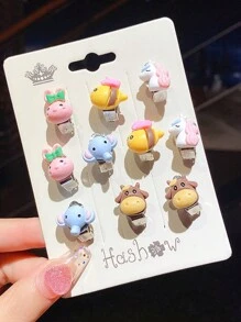 10pcs Non-Pierced Princess Earrings Set, Clip-On Flower Earrings For Girls' Cute Ear Accessories, No Need To Pierce Ears, Suitable For Daily Wear. - Multicolor - View 8