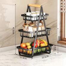 1 件装桌面水果蔬菜篮，带木柄，可拆卸储物架，用于厨房储物和整理，厨房配件，适用于客厅、书房、零食和书籍整理、家居装饰、圣诞礼物、家居礼品、房间装饰