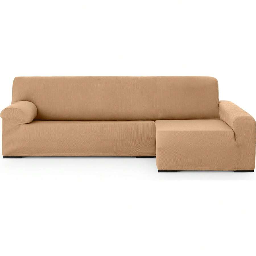 Eysa | Capa para sofá chaise longue braço direito longo tecido jacquard elástico toque extra macio - capa para sofá chaise longue proteção e estilo para o braço direito para sua casa 100% fabricado na Espanha - Ferrugem Marrom - Ver 1