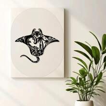 Decoración de pared con figura de raya manta de Charm costero - Decoración con tema de playa que incluye tabla de surf, olas, estrellas de mar y silueta de palmera para sala de estar, dormitorio, baño, decoración del hogar, decoración de habitación, decoración de pared - Multicolor - Ver 5