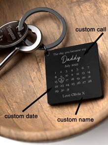 1pc Keychain, Commemorating The Day You Became My Dad, The Day You Became My Grandpa, The First Father's Day Gift For Dad, New Dad Gift, Children's Gift For Dad. Comes With Gift Box, Durable, Customizable, Colorful, Cute, Fun, Millennium Style, Fashionable, Unisex, Casual, Customizable, Personalized, One-Of-A-Kind, Ideal Gift For Him Or Her - Style 1 - View 1