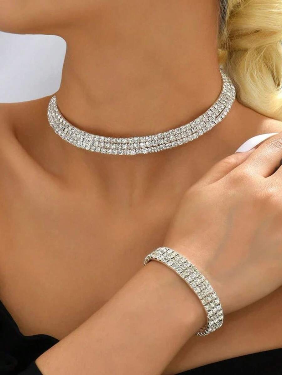 Women Necklace Sets - 銀色 - 查看 1