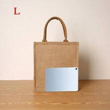 Solid Color Linen Ladies Tote Bag Daily Carry Large Capacity Shopping Party Handbag Burlap Bag, Beach Essentials, Summer Women Bag,Perfect For Travel, Vacation, Holiday & Beach