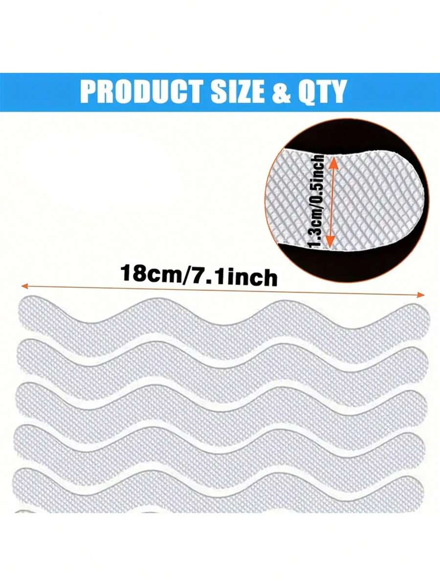 6/12pcs Clear NonSlip Strip Stickers For Bathroom Floor And Shower