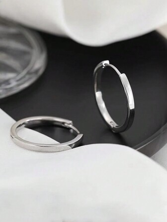 1對簡約復古銅質圓環耳環，適用於情侶（約會）送禮