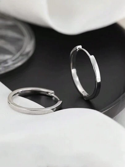 1 Đôi Bông Tai Vòng Tròn Bằng Đồng Cổ Điển Đơn Giản, Món Quà Cho Ngày Hẹn Hò