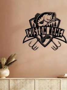 فن حائطي مخصص للصيد بالصنارة للكلب القرش، لافتة ديكور حائطية مزرعة شخصية، اسم معدني لتزيين حائط قابل للتخصيص، مناسبة للفناء/الفناء الخلفي/الهدايا