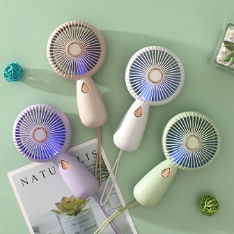 AOYI Mini Handventilator, Reise Persönlicher Ventilator, 3-Gang Starker Wind Wiederaufladbarer Kleiner Elektrischer Ventilator mit Beleuchtungsmodus, Sommer Tragbarer Wimpernventilator, Batteriebetriebener Tischventilator für Strand, Urlaub, Zuhause, Schule, Büro, Pendeln, Outdoor