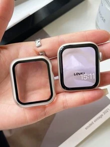 1pc Unisex Starlight Color Matte 2-In-1 Anti-Fall Ultra-Thin Tempered Glass Protective Case, Spray Painting Fashionable Cute Watch Cover Compatible With Apple Watch Series Ultra/SE/11/10/9/8/7/6/5/4/3/2/1, 38/40/41/42/44/45/46/49mm, Smart Watch Accessory