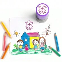 1 Stück "Bon Travail" französischer Lehrerstempel - Lehrer und Hausaufgaben Ermutigung Stempel (Violett Tinte) Schulanfang, Schulanfang, Schulmaterial