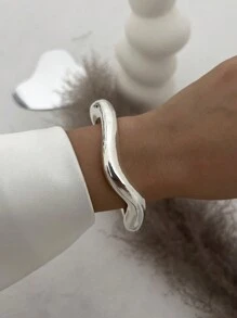1 Stück übertriebener, modischer, minimalistischer asymmetrischer Metall-Geometrie-Manschetten-Armreif mit mehreren Elementen, multifunktionales und personalisiertes Design mit breit dehnbarem elastischem offenen Armreif, geeignet für Frauen im Alltag, Partys, Ferien, als Geschenk - Gold- und Silberfarbe
