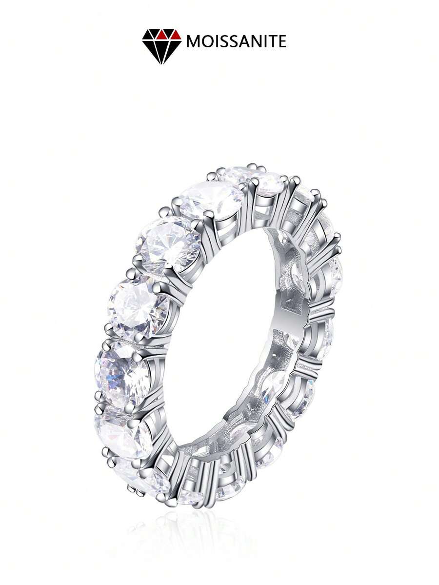 1 Piece S925 Silver 0.5 Carat Moissanite Diamond Full Diamond Row Ring Light Luxury Luxury