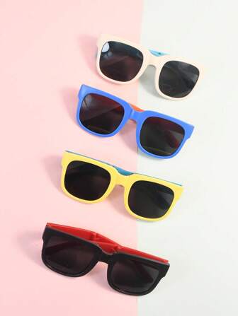 4pcs Four Color Folding Children's Fashion Glasses, Boys' And Girls' Fashion Glasses, Suitable For Daily Wear, Are Ideal Choices For Gifts