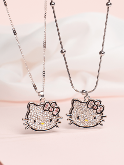 Sanrio Sanrio Hello Kitty Pendant Necklace,A Pack Exquisite Rhinestone Hello Kitty Pendant Necklace,Suitable For Girls Daily Wear