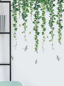 mama look 2pcs Green Plant Vine & Dragonfly Wall Decals, Decoration For Living Room/ Entrance/ Bedroom Self-Adhesive PVC Wall Stickers, Removable Vinyl Decal, For Bedroom Decor, Room Decor Items, For Halloween Decor, Fall Decor, Classroom Decorations, Removable Sticker, Stickers, Wall Decal, Vinyl Decal For Home Decorations, Spring Decoration Items Refresh Your Home, Festival Decoration Stickers Gifts Birthday Graduation