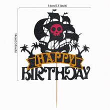 1 pieza Decoración para tarta de cumpleaños con temática de barco pirata - Decoración para tarta de cumpleaños con tema náutico de barco de vela, decoraciones para fiesta de cumpleaños con tema de piratas - Multicolor - Ver 2