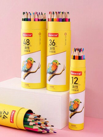 1pc Bucket-Pack Oil-Based Color Pencil Set, 12/24/36/48/72 Colors, For Drawing & Student Use,Back To School,School Supplies