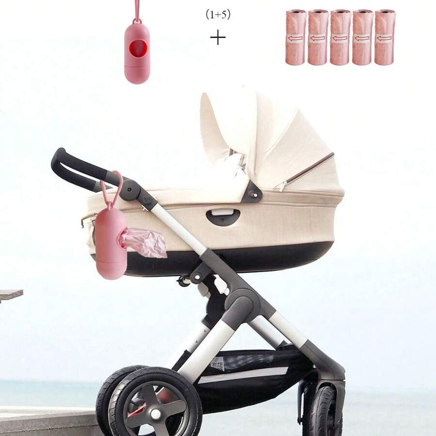 1pc Portable Baby Stroller Garbage Bag Holder With 5pcs Portable Plastic Bagsbaby Shower Family Decorations Gifts - Multicolor - View 1