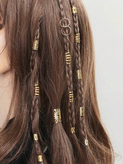 85 قطعة من الحلقات المضفرة المذهبة للشعر، مزيج من العناصر، لأسلوب الحفلات والهيب هوب والبنك والشارع، اكسسوارات شعر، مشابك شعر بوهيمية