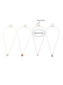 4 件套可爱女孩合金蝴蝶和花卉串珠项链套装 - 彩色 - 查看 5