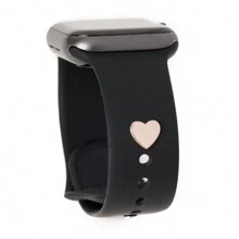 1pc New Rose Golden Women Glossy Heart Watch Band Charm Decoration Compatible With Apple Watch Band Accessories Compatible With Galaxy Watch Series Strap Charm Decor