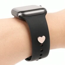 1pc New Rose Golden Women Glossy Heart Watch Band Charm Decoration Compatible With Apple Watch Band Accessories Compatible With Galaxy Watch Series Strap Charm Decor