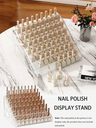 HMQ beauty 1 件装亚克力指甲油展示架，美甲工具收纳架，透明指甲油展示架，眼影盘，口红化妆品收纳盒，梯形架，超大容量