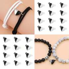 5 pares de cierres magnéticos con forma de corazón de color negro y blanco para hacer pulseras y collares bricolaje, para el Día de San Valentín