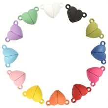 5 pares de cierres magnéticos con forma de corazón de color negro y blanco para hacer pulseras y collares bricolaje, para el Día de San Valentín