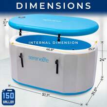 SERENELIFE Serenelife Inflatable Insulated Cold Plunge Tub - Ice Bath Tub With Lid, Cold Plunge Therapy Recovery Pod For Athletes, Oversized And Spacious Design, For One Person Only (Black)