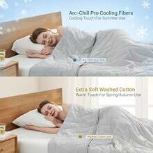 Revolutionary Cooling Blanket Queen Absorbs Body Heat To Keep Cool, Japanese Q-Max>0.5 Arc-Chill Cooling Comforter For Hot Sleeper Precision V-Tack Quilting Lightweight Summer Blanket - 淺灰 - 查看 2