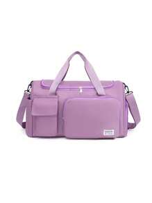 Bolsa grande tipo duffel con cremallera, bolsa de almacenamiento plegable para transporte y uso en viajes, bolsa sencilla para el fin de semana, para llevarle las pertenencias escolares y de vacaciones en verano, festival, para volver a la escuela, esencial para la habitación en la vuelta al cole, organizador de viaje para el verano, vacaciones en la playa - Púrpura malva - Ver 1