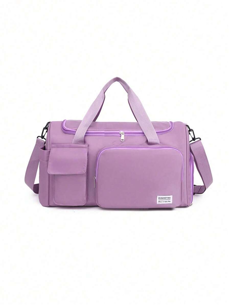 Bolsa grande tipo duffel con cremallera, bolsa de almacenamiento plegable para transporte y uso en viajes, bolsa sencilla para el fin de semana, para llevarle las pertenencias escolares y de vacaciones en verano, festival, para volver a la escuela, esencial para la habitación en la vuelta al cole, organizador de viaje para el verano, vacaciones en la playa - Púrpura malva - Ver 1
