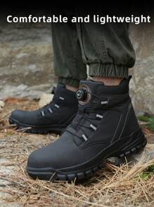 新款時尚多色易穿戴安全鞋，具防砸、防刺穿鋼頭保護，適用於戶外活動 - 黑色 - 查看 9