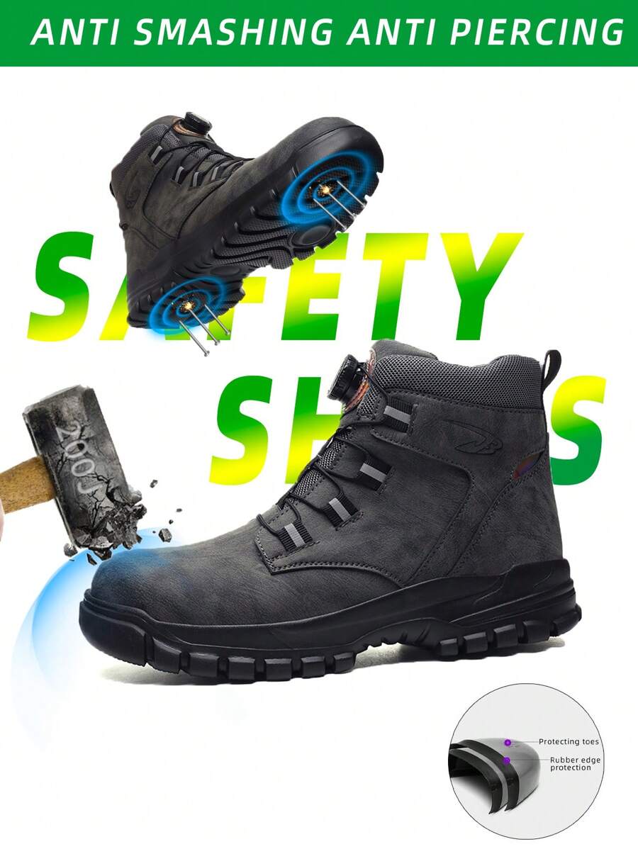 New Fashion All Seasons Steel Toe Safety  Boots, Comfortable Anti-Smashing & Anti-Piercing Outdoor Work Boots