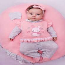 Bunny Maternity Leave Kit, 100% Cotton Jumpsuit With A Beautiful Embroidered Print - Màu Hồng baby - Xem 4