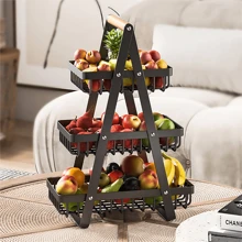 1 件装桌面水果蔬菜篮，带木柄，可拆卸储物架，用于厨房储物和整理，厨房配件，适用于客厅、书房、零食和书籍整理、家居装饰、圣诞礼物、家居礼品、房间装饰