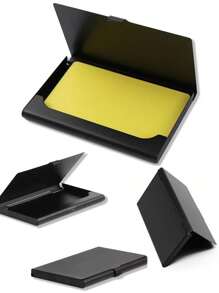 Card Box Card Case Aluminum Alloy Card Cases Men Metal Slim Gold Flower Letter Print Wallets Card Cover Card Holder Wallet Business Card Holder Credit Card Holder For Men Card Wallet - Black - View 6