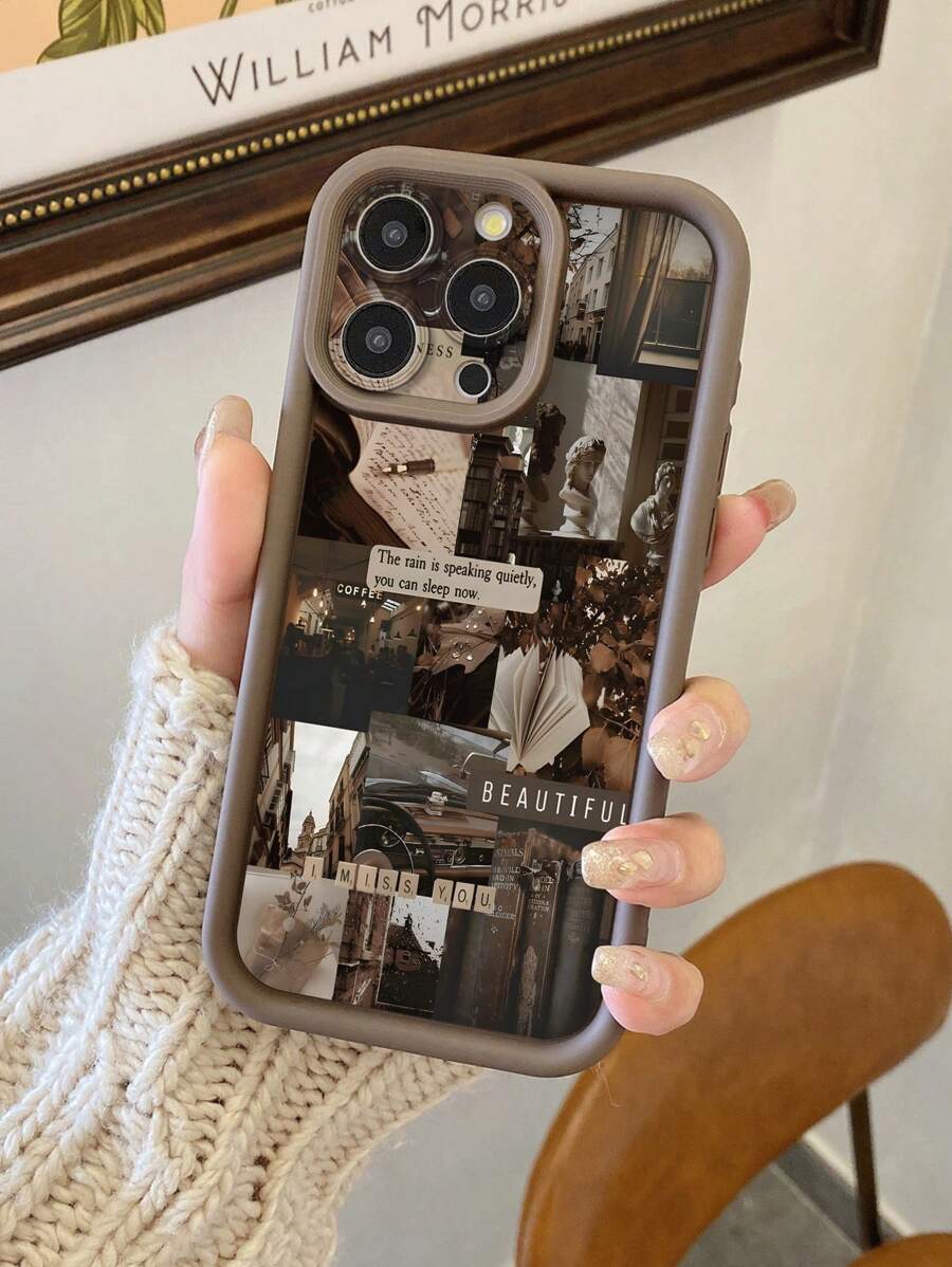 1pc Book Illustration Pattern Protective Camera Hole Anti-Shock Phone Case Compatible With Iphone 11 Pro Max/12 Pro Max/13 Pro Max/14 Pro Max/15 Pro Max/IPhone 16 Plus/IPhone 16 Pro Max, Samsung, Redmi, OPPO/Realme, VIVO, Infinix, Honor, One Plus