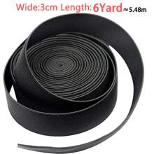 Fita Elástica em Rolo Preto para Costura Para Perucas, Cintos, Roupas Íntimas, Sapatos, Lençóis, Artesanatos e Projetos DIY (3cm x 6 jardas, Preto)