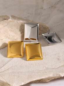 Uworld 1 对 18K 镀金不锈钢时尚几何光泽夸张大耳钉现代女士耳饰日常佩戴新潮流 - 金色 - 查看 6