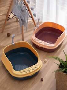 Arenero Gato Extension Anti Derrame Pala Caja Extra Grande(Caja de arena para gatos+Pala para caca de gato) - Azul - Ver 3