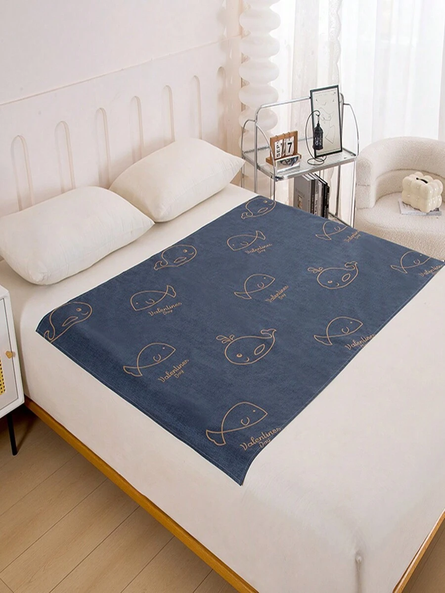 1pc Brushed Waterproof Bed Sheet, Anti-Leakage, Multi-Function, Small & Extra Large Sizes Suitable For Hotel, Dorm, Can Be Machine Washed - Little Whale - View 1