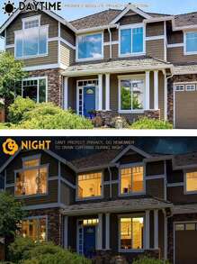 Window Privacy Film One Way Daytime Privacy Static Cling Sun Blocking Anti UV Reflective Window Tint For Home And Office, Black