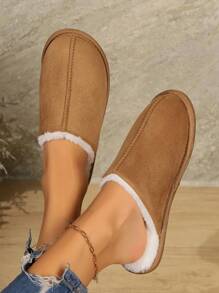 Home Warm Slippers, Soft Sole Lightweight Plush Line Shoes